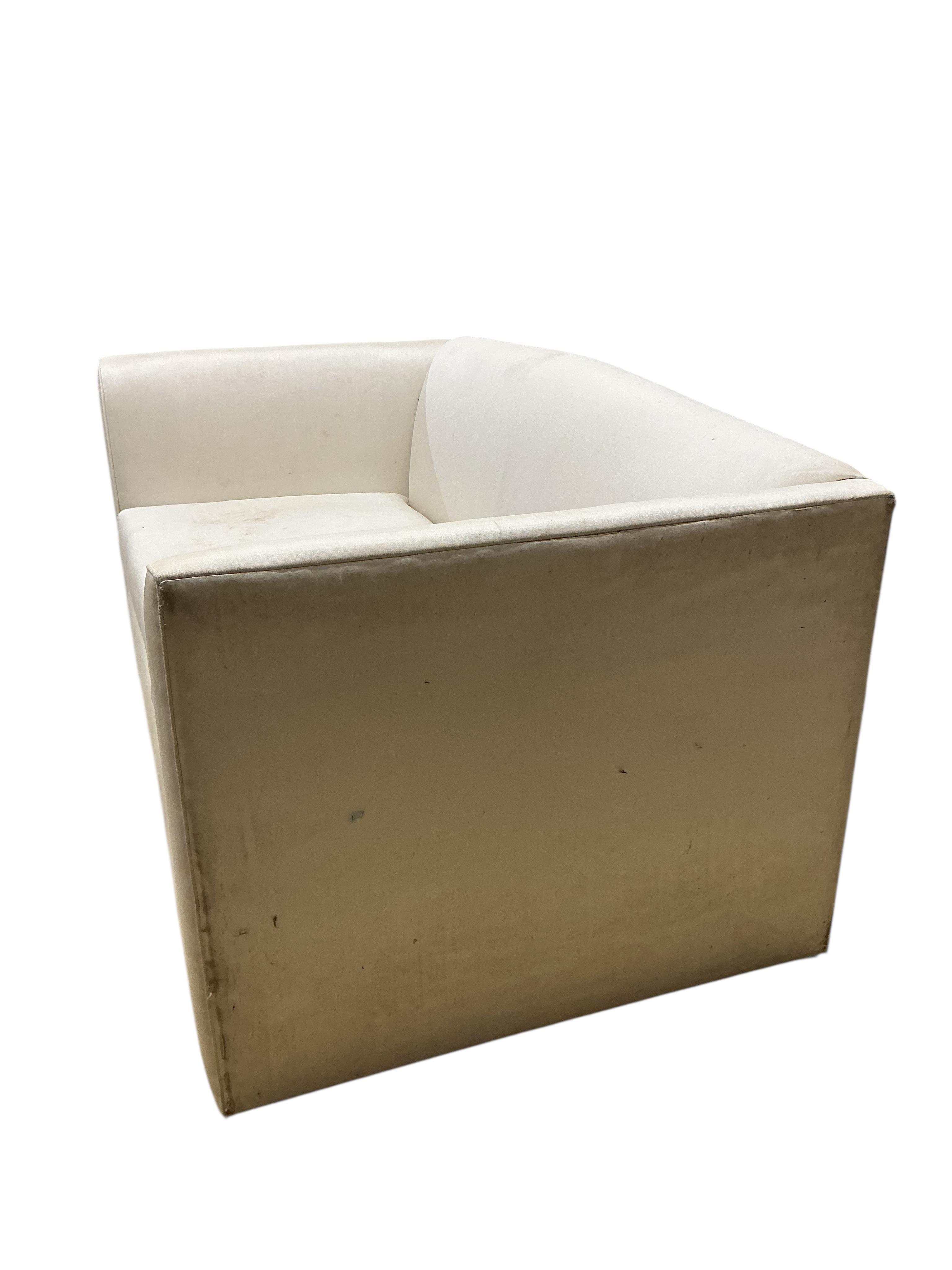 A modern Ben Whistler settee, width 180cm, depth 100cm, height 82cm together with a footstool and a similar armchair